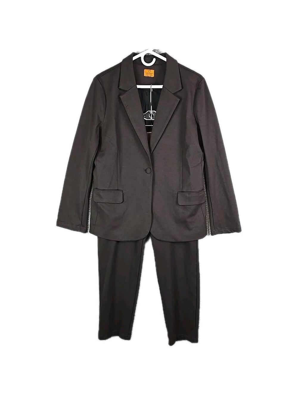 Mary Crafts Women's Size 16 Suit Set Blazer & Pants Gray Office Career DR599C